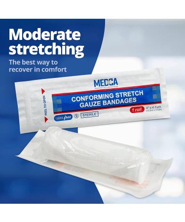 Sterile Medical Grade Gauze Bandage Rolls - 4 Yards per Roll - 4 Inch - 24 Count - Pack of 1 - MEDca - Buy Online on GoSupps.com