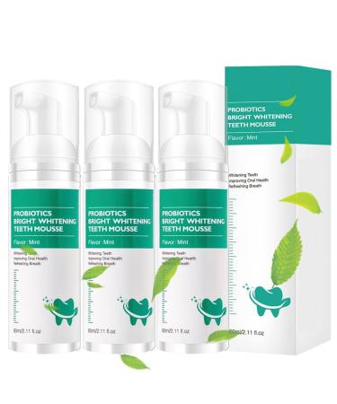 Probiotics Bright Whitening Teeth Mousse Bright Whitening Teeth Mousse Oral Repair Treatment Teeth Whitening Mouthwash Teeth Whitening Toothpaste Foam for Gum Health (3PCs)