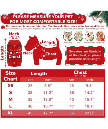 ABRRO Christmas Dog Sweater - Warm XS Red-Black Caro for Small & Medium Dogs | Cozy Holiday Pet Apparel - Buy Online on GoSupps.com