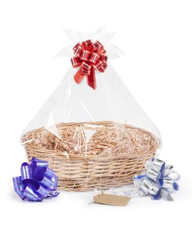 Create Your Own - Wicker Gift Hamper Oval Basket Kit Christmas Presents Christening Wedding Baby Shower or Birthday Gift - Natural