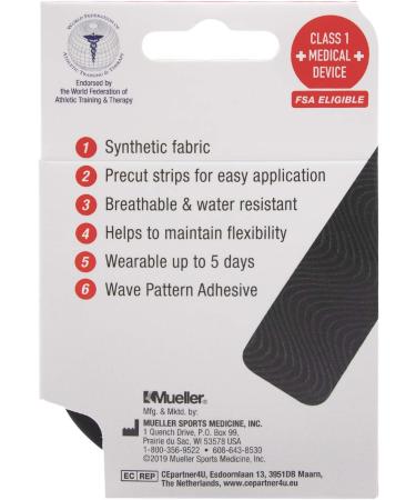 Mueller Sports Medicine Typhoon Elite Kinesiology Therapeutic Tape  Pre-Cut I-Strips  Black  20 Count - Buy Online on GoSupps.com