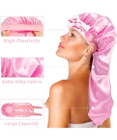 Large Satin Braid Bonnet for Black Women - Black & Pink Sleep Cap for Long Curly Hair - Buy Online on GoSupps.com