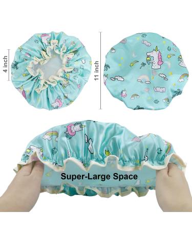 FAISOTY 3Pcs Kids Shower Cap - Cute Double Layer Waterproof Hair Cap for Girls | Mothers Day Gift | Large Size for All Haircuts - Buy Online on GoSupps.com
