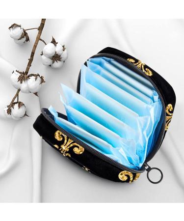 Gold Fleur de Lis Sanitary Napkin Storage Bag - Portable Menstrual Cup Holder for Women & Teens - Buy Online on GoSupps.com