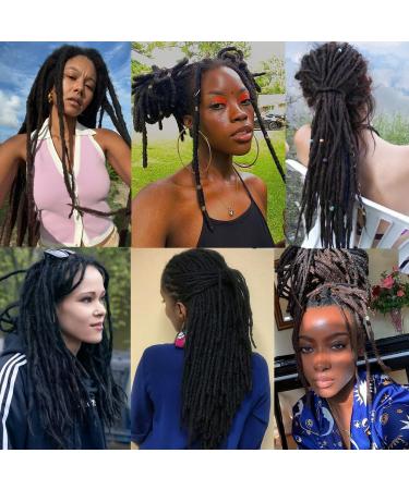 Leeven 24 Black Dreadlock Extensions - 40 Strands Soft Reggae Braid Locs | Synthetic Handmade Crochet Locs - 24 Inch - Buy Online on GoSupps.com