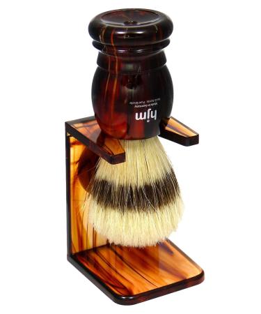 Shaving brush HJM - with pure bristles - complete with holder - havana