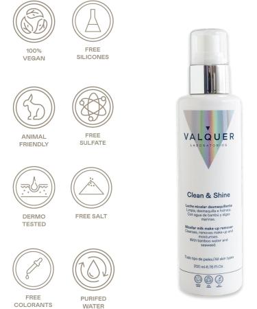 Laboratoires Valquer Micellar milk facial cleanser with bamboo water and algae. Moisturizing anti-aging purifying. All skin types - 200 ml - Buy Online on GoSupps.com