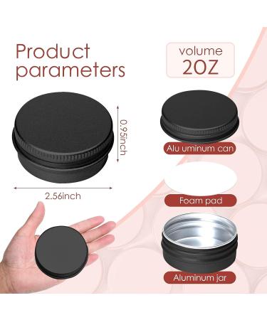 2 oz Round Black Aluminum Tins with Lids - Set of 20 for Candles, Cosmetics, Lip Balm - Buy Online on GoSupps.com