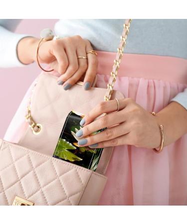 Leather Lipstick Case Organizer with Mirror - Mini Flower Water Lily Lip Gloss Holder - Buy Online on GoSupps.com