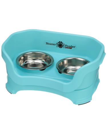 Neater Pet Brands - Neater Feeder Deluxe for Cats - Mess Proof Elevated Bowls, No Tip Non Slip, Stainless Steel Cat Food and Water Dish Stand Aquamarine