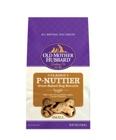 Old Mother Hubbard Classic P-Nuttier Peanut Butter Dog Treats, Oven Baked Crunchy Treats for Small Dogs, All Natural, Healthy, Small Training Treats Bag
