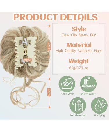 S-Noilite Claw Clip Messy Bun Hair Piece - Sandy Blonde & Bleach Blonde 16P613 | Updo Hair Chignon Curly Wavy Scrunchies for Women - Buy Online on GoSupps.com