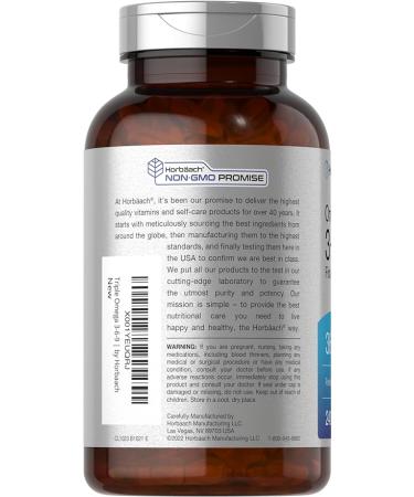 Horbaach Triple Omega 3-6-9 3600mg Softgels - Fish, Flaxseed, Borage Oils - 240 Count - Non-GMO, Gluten Free - Buy Online on GoSupps.com