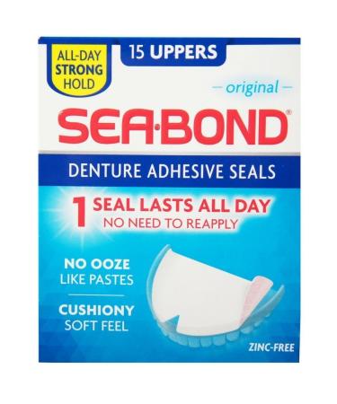 SEA-BOND Denture Adhesive Seals Uppers Original 15 ea (Pack of 5)