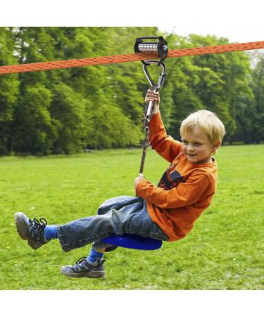 Zip Lines for Kids Outdoor Toys - Pulley Kits with 65 Ft Slackline, Most Accessory for Warrior Obstacle Course for Kids and Adult, Maximum Load 330lb Common