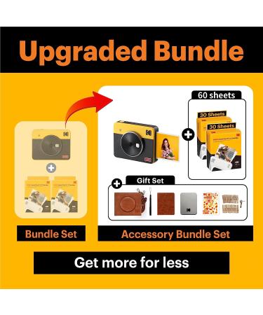 KODAK Mini Shot 3 Retro 4PASS 2-in-1 Instant Camera Printer Yellow - 68 Sheets Gift Bundle - Buy Online on GoSupps.com