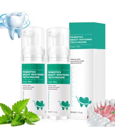 Lenaro Probiotics Bright Whitening Teeth Mousse Lenaro Herbal Brightening Oral Repair Mousse Lenaro Tooth Mousse Refreshing Breath Teeth Whitening Mousse Foam (2 STK)