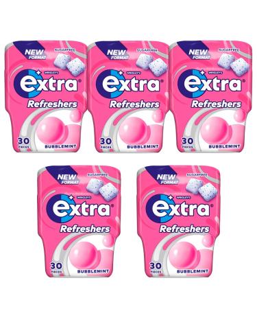 5 x 30pcs Extra Refreshers Bubblemint Sugarfree Chewing Gum Bottle - Buy Online on GoSupps.com