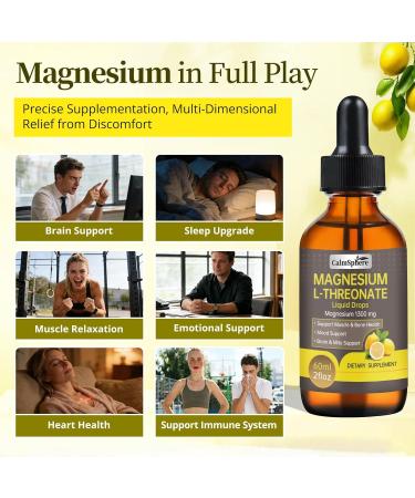High Absorption Magnesium L-Threonate 1300mg Liquid Drops with L-Theanine&GABA Supports Brain Function Deep Sleep Quality&Stress Relief Natural Lemon Flavor Fast Acting GMP Certified Adults & Children - Buy Online on GoSupps.com