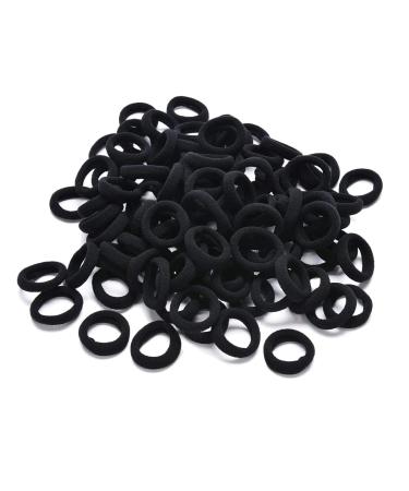 LEBQ 200 Pieces Mini Hair Bands Girls Baby Elastic Hair Ties Tiny Soft Rubber Bands for Baby Children (Black)