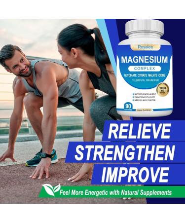 Magnesium Complex Supplement - 1000mg with 7 Magnesium Forms Including Glycinate Citrate Malate Taurate & Orotate - Supports Relaxation Muscle Function & Bone Strength - 90 Capsules 90 Count (Pack of 1) - Buy Online on GoSupps.com