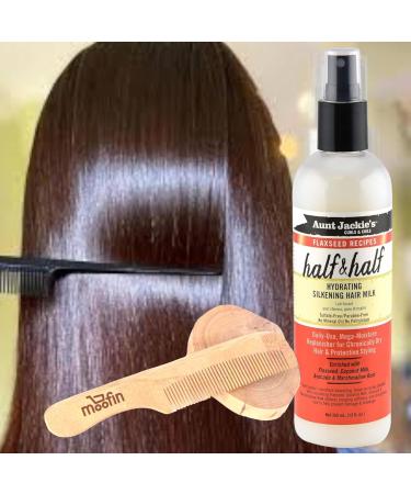 Aunt Jackie'S Flaxseed Recipes Half & Half Hydrating Silkening Hair Milk Enriched With Coconut & Jojoba Oil Hair Moisturizer For All Hair Types Bundle With Wooden Comb - Packs Of 5  - Buy Online on GoSupps.com