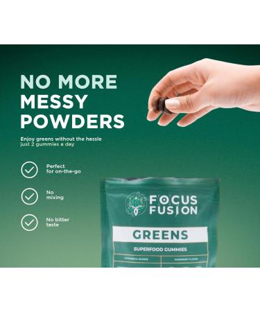 Focus Fusion Supergreen Superfood Gummies | Organic Greens & Beet Root Gummies with Plant-Based Blend | Daily Plant-Based Supplement with 74 Fruits & Vegetables | Chewable Gummies 1 - Buy Online on GoSupps.com