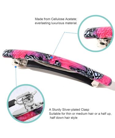 4-Pack Skinny French Hair Clips for Women - Tortoise Shell Style in Hot Pink Red Navy Blue Black & Caramel Green - Perfect for Thin & Thick Hair - Buy Online on GoSupps.com