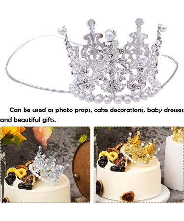 BIPY 2Pcs Dog Crown Pet Birthday Hats Cat Tiara Crown Headpiece Gold Silver Princess Rhinestone Faux Pearl Birthday Cake Topper for Medium Large Puppy Cats Doggies Party Wedding Hair Accessories - Buy Online on GoSupps.com