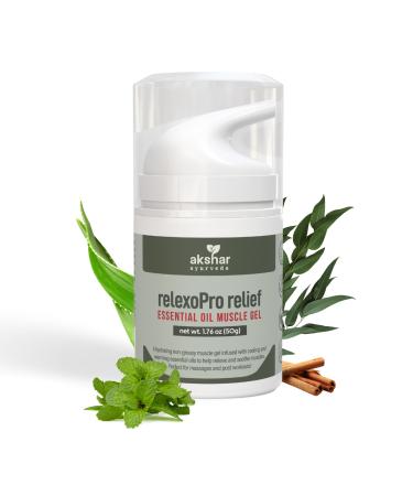 Akshar Ayurveda Relaxo Pro Relief Muscle Gel Natural Cooling & Warming Pain Relief Gel for Neck Knees & Joints Fast-Absorbing Soothing Pain Relief Massage with Peppermint Camphor & Aloe Vera