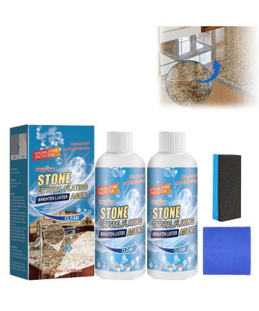 Stone Crystal Plating Agent Stone Stain Remover Cleaner Quartz Countertop Stain Remover for Tile Quartz Kitchen Cooktops (2 pcs 100ml) 2 pcs 100ml
