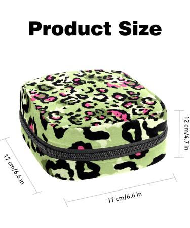 Green Pink Leopard Print Sanitary Napkin Storage Bag with Zipper - Portable Menstrual Cup and Pad Pouch for Women and Teens - Color 7 - Buy Online on GoSupps.com