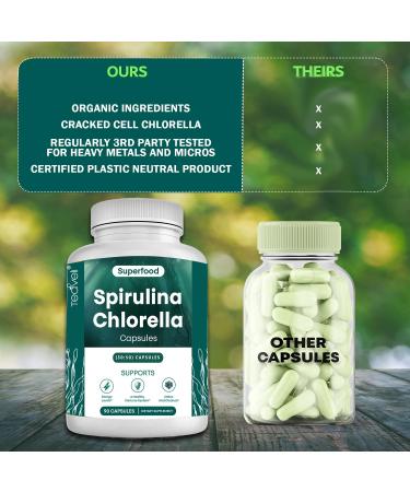 Teaveli Spirulina and Chlorella Capsules and Orgaic Barley Grass Juice Powder Bundle - Buy Online on GoSupps.com