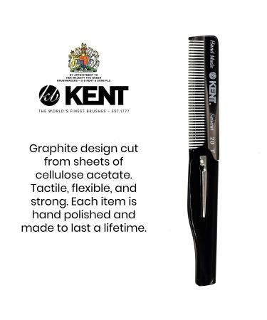 Kent 20T Black Graphite Handmade Folding Pocket Comb for Men - Fine Tooth Hair Comb for Grooming Hair and Beard - Made in England - Buy Online on GoSupps.com
