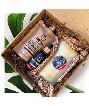 FairTale GHANA Raw African Shea Butter 16oz + Baobab Oil 7.1 fl oz Set