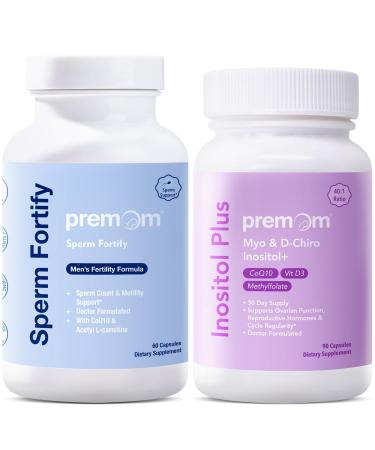 Premom Male Sperm Fortify Capsules - Male Fertility Supplements for Men Inositol Plus Bundle Fertility Support for Women 120 Count