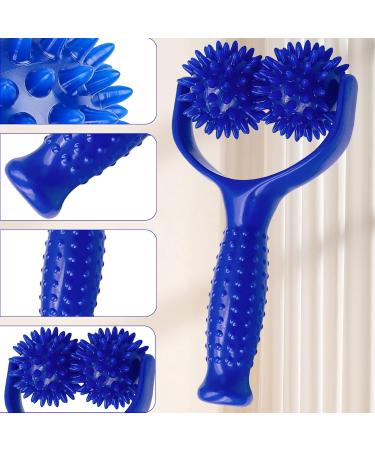 2 Massage Balls with Handle - Self-Massage Roller for Muscle Pain Relief | Fascia Ball for Back Legs Feet & Hands - Blue - Buy Online on GoSupps.com