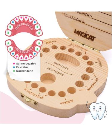 Magicat Premium Milk Tooth Jar & Wooden Tooth Box | Baby Tooth Keepsake Gift for Birthdays & Baptism | Includes Tweezers & Tooth Fairy History - Buy Online on GoSupps.com