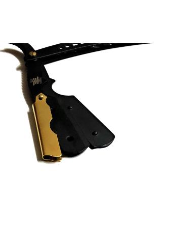 Premium Black and Gold Straight Edge Shaving Razor for Men - Perfect for Hair Mustache and Eyebrow Grooming | International Shipping Available - Buy Online on GoSupps.com