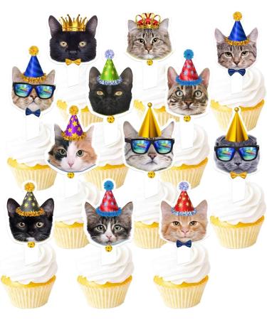 13pcs Cat Dessert Cupcake Topper Pick for Pet animal Cute Lovely Cat Theme Decorations Happy Birthday Party Baking Wrapping Decor Supplies - Buy Online on GoSupps.com