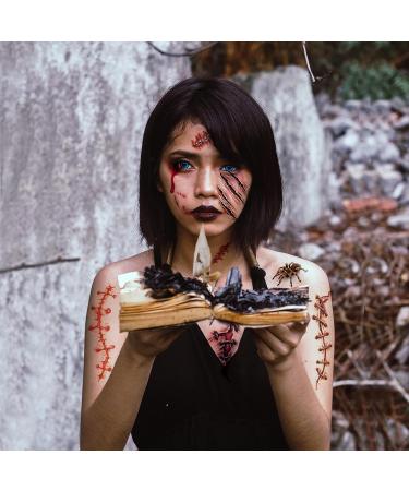 Halloween 3D Zombie Scar Face Tattoo Sticker - Waterproof Fake Bloody Wound for Cosplay, Party, and Pranks - Buy Online on GoSupps.com