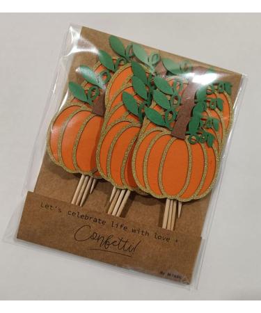 Confetti! Pumpkin Cupcake Toppers Fall Party Theme Pumpkin Birthday Thanksgiving Halloween Decorations Party Cake Decorations Supplies - Buy Online on GoSupps.com