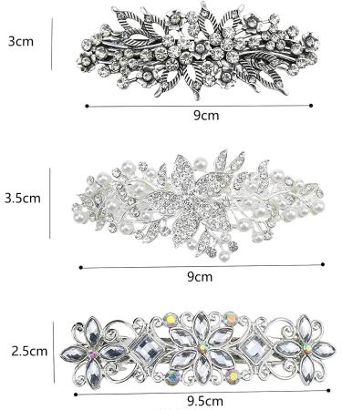 Rhinestone Pearl Hair Clips Set - Elegant Crystal Barrettes for Women, Bridal Wedding Hair Accessories - Buy Online on GoSupps.com