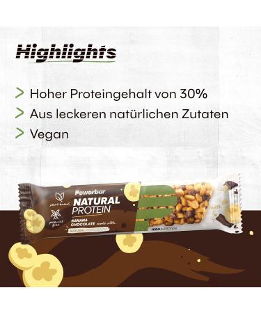 Powerbar Natural Protein Banana Chocolate 18x40g - Vegan Protein Bar + Natural Ingredients - Buy Online on GoSupps.com