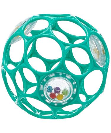 Bright Starts Oball Rattle Easy-Grasp Toy, Teal - 4", Ages Newborn Plus, 1 Count (Pack of 1)