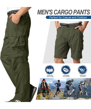 Men's Quick Dry Convertible Hiking Fishing Pants - Army Green 38 - Buy Online on GoSupps.com