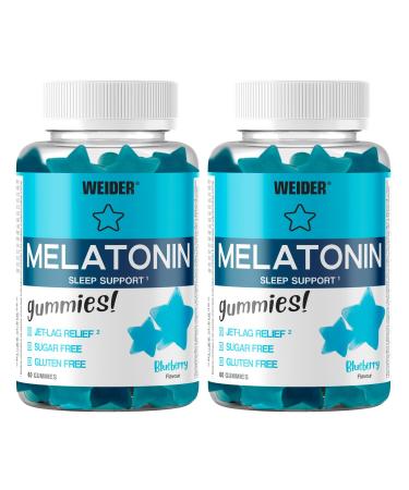 Weider Melatonin Gummies DUO PACK – 1mg melatonin – gummies for better sleep – restful sleep – reductions in jet lag effects - gluten free – sugar free