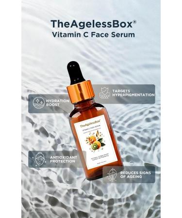 TheAgelessBox Ayurvedic Vitamin C Face Serum Anti-Aging Brightening & Hydrating Face Serum with Kakadu Plum Niacinamide & Hyaluronic Acid for Glowing Radiant Skin Vegan & Cruelty-Free 30ml - Buy Online on GoSupps.com