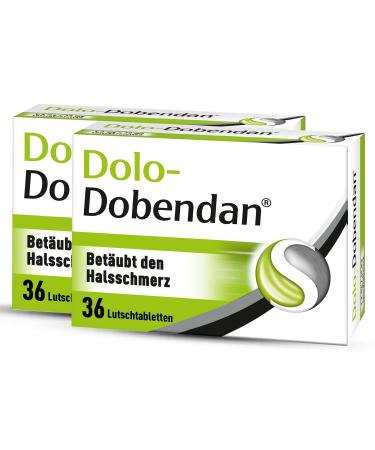 Double pack DOLO-DOBENDAN lozenges for severe sore throats with anesthetic effect 2x 36 tablets 36 pieces (pack of 2)