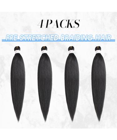 Feshfen Pre-Stretched Braid Hair Extensions - 65 cm Yaki Texture Darkest Brown (4 Pack) | EZ Braiding Synthetic Hair - Buy Online on GoSupps.com